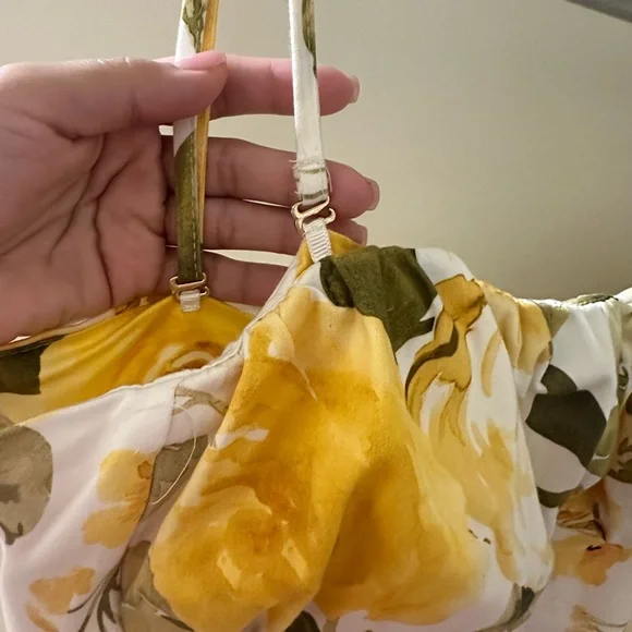 Mango Yellow and White Floral Midi Dress - Picture 8 of 8